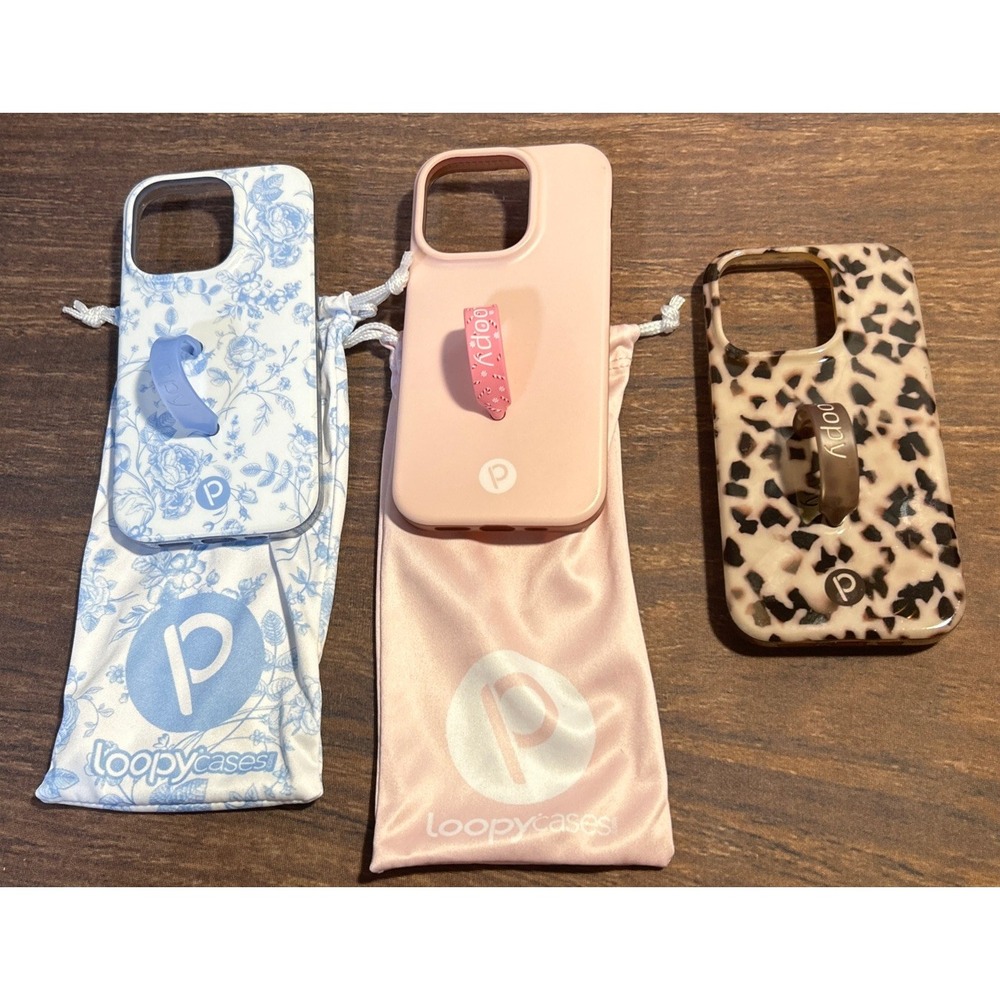 3 - Loopy Cases I-Phone 14 Pro Pink, Blue, Brown 2 Bags